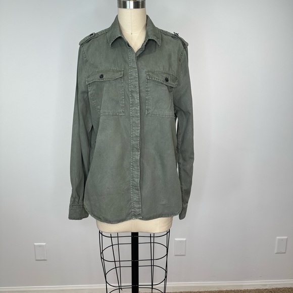 Frame Denim Olive Button Down Shirt - Picture 1 of 4